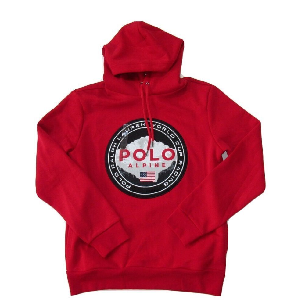 NWT Polo Ralph Lauren Double Knit Tech Hoodie in Red World Cup Alpine Racing S - Picture 2 of 8